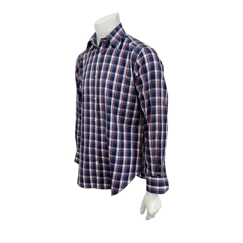 Tailorbyrd 2PLY Blue Fuchsia Tartan Plaid Mens Dress Shirt M Medium 15.5/34-35